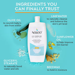 NOLEO 3-IN-1 - Diaper Rash Cream - EWG Verified - 24oz