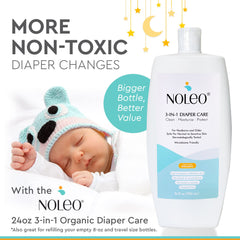 NOLEO 3-IN-1 - Diaper Rash Cream - EWG Verified - 24oz