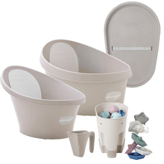 Shnuggle Growing Family Bath Time Bundle: Baby & Toddler Bath + Changing Mat Bundle - 7-Piece Set for Bath & Diaper Time