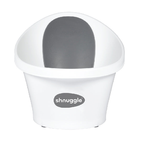 Shnuggle White with dark grey Baby Bath with Plug - ShnuggleUK