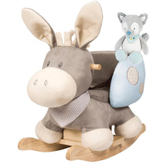 Nattou Cappuccino Rocker Donkey & Wolf Cuddly Bundle