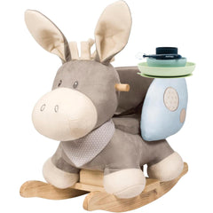 Nattou Cappuccino Rocker Donkey & Silicone Dinner Set Bundle