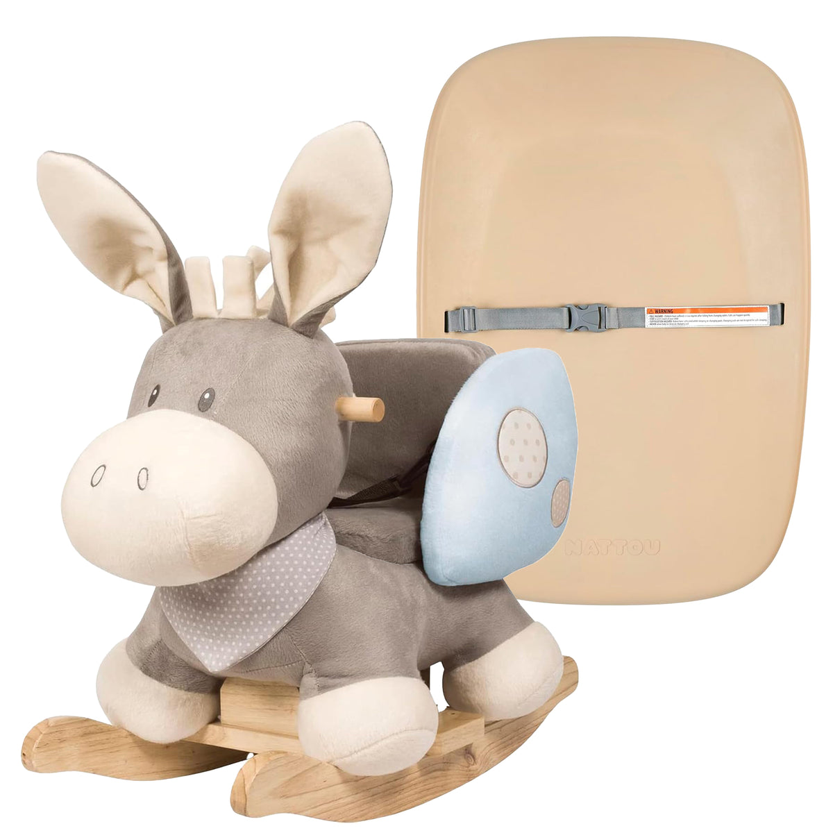 Nattou Cappuccino Rocker Donkey & Softy Changing Mat Bundle