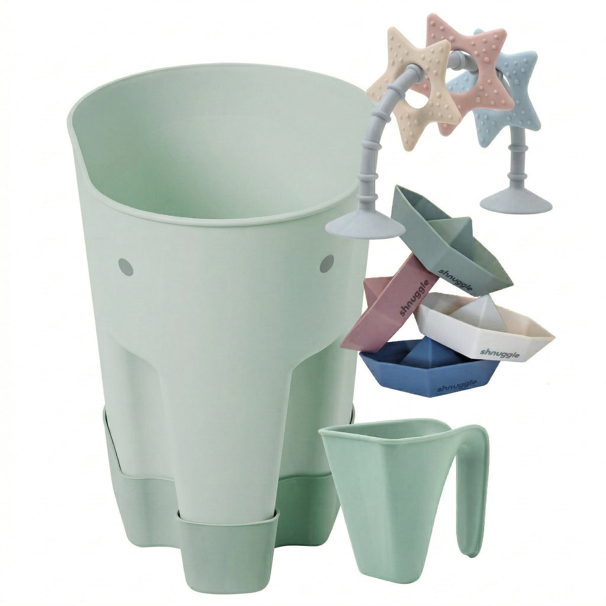 Shnuggle Bath Accessories Bundle - Ellie Scoop, Washy Jug, Boats & Star Toy - 4-Piece Set