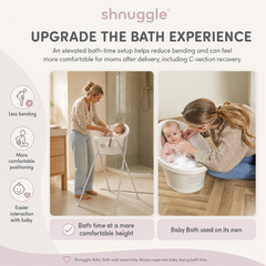 Shnuggle Baby Bath + Foldable Stand | Newborn baby bath Support with Bum Bump | Compact Bathtub for babies