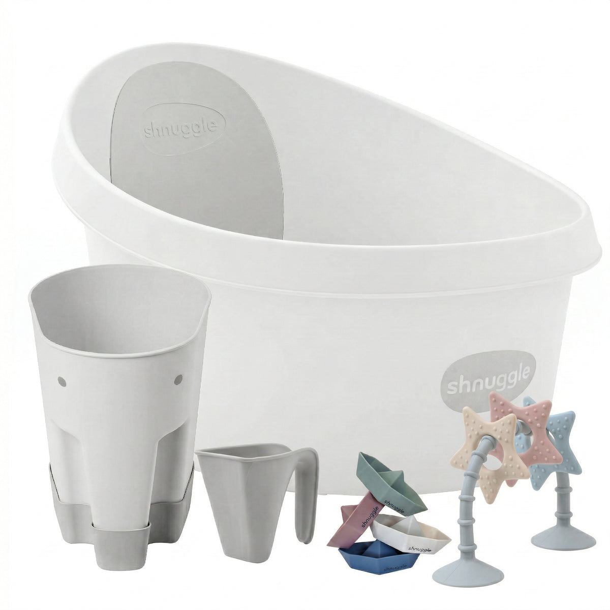 Shnuggle Splash & Play Bundle: Toddler Bath & Accessories Bundle - 5-Piece Set for Fun & Safe Bath Times