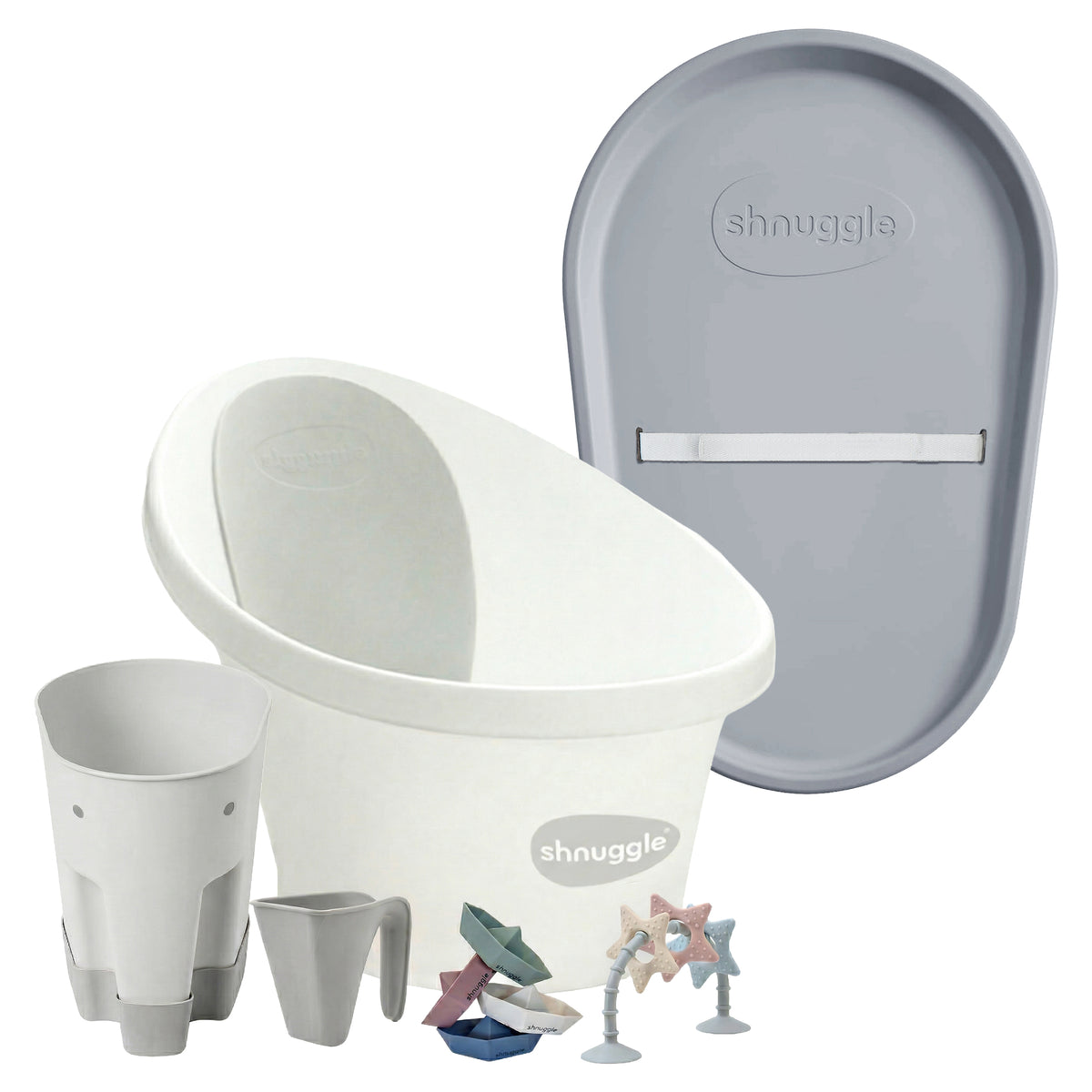 Shnuggle Bath & Change Bundle: Baby Bath & Changing Bundle + Accessories - 6-Piece Set for Cozy Bath & Diaper Time