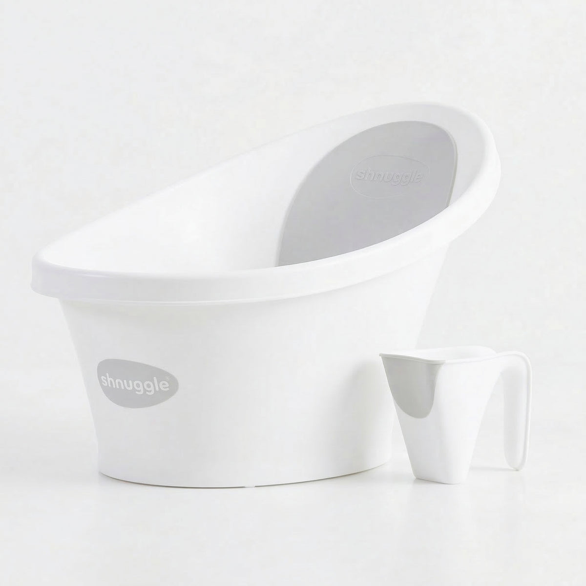 Newborn Bath Essentials Bundle | Baby Bath with Support Bump, Soft Backrest & Rinse Jug | Safe & Stylish Bathtime Set