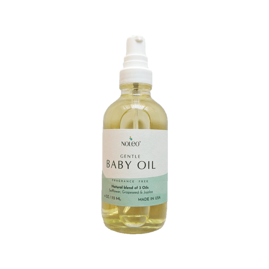 Gentle Baby Oil: Natural massage oil. Relaxes your baby and gently nourishes skin. 4oz glass bottle