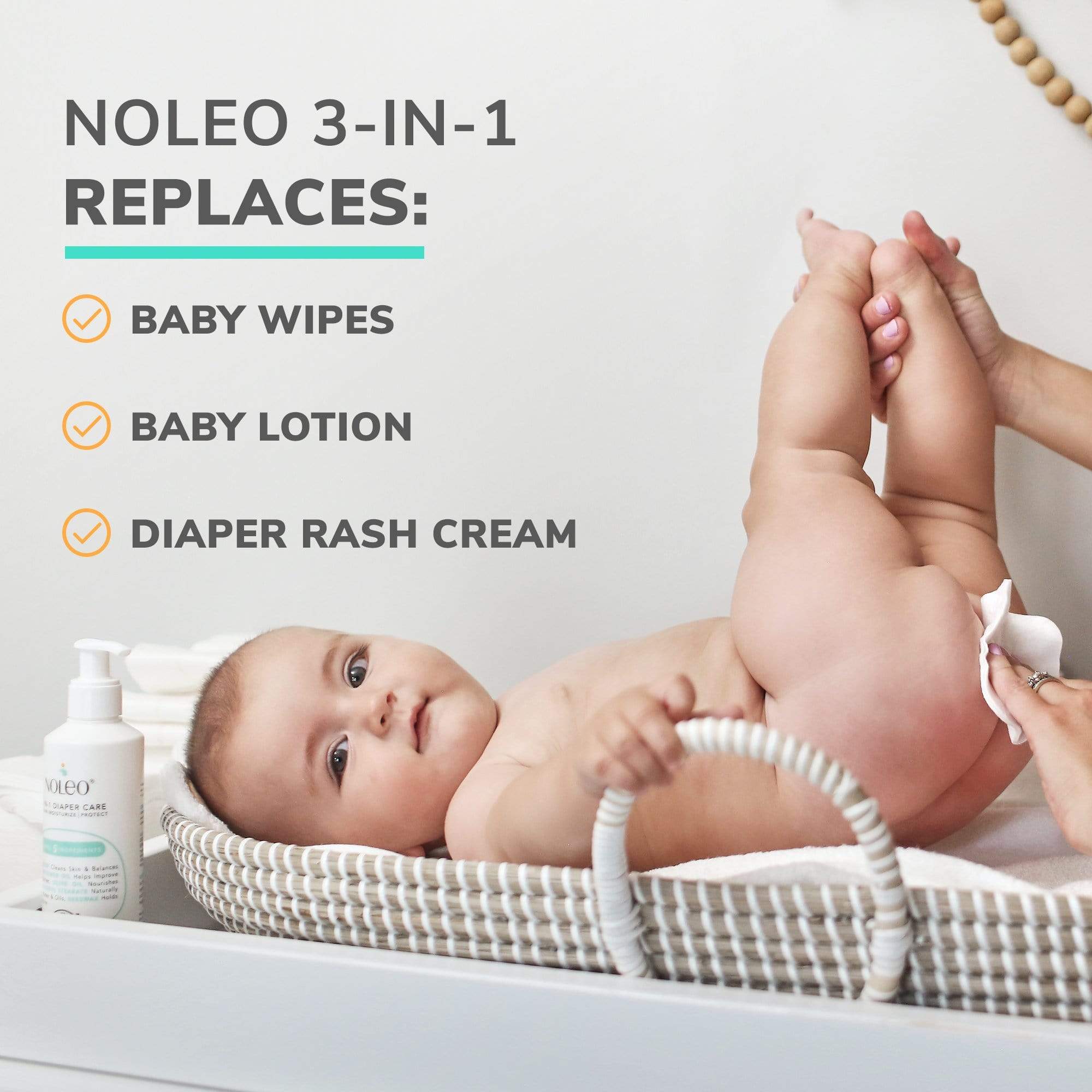 Value Pack NOLEO Diaper Cleanser & Moisturizer + Organic Cotton Pads NOLEO DUO (Pack of 12)