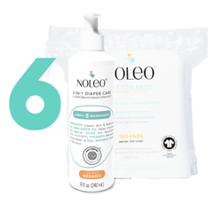 Value Pack NOLEO Diaper Cleanser & Moisturizer + Organic Cotton Pads NOLEO DUO (Pack of 6)