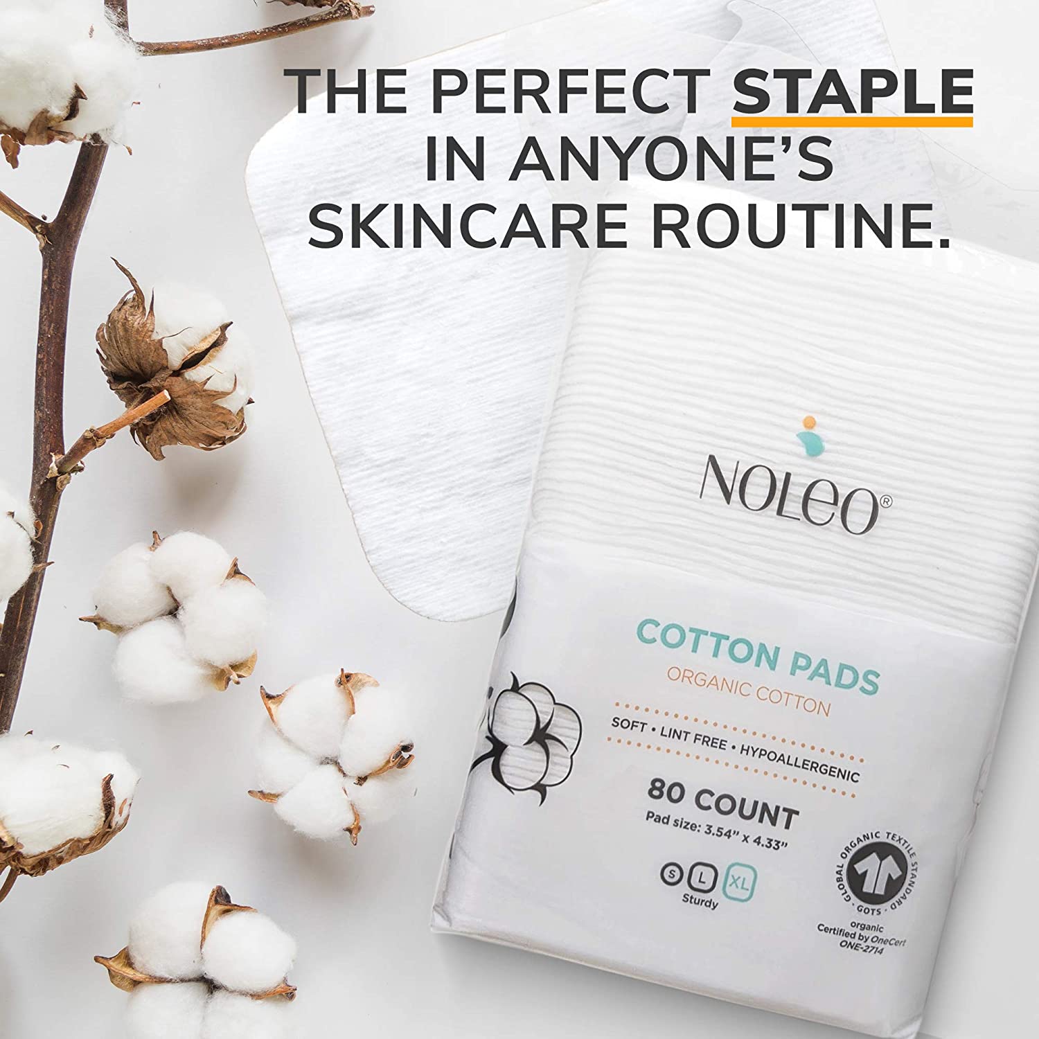 NOLEO Organic Cotton Pads - XL (Pack of 3)