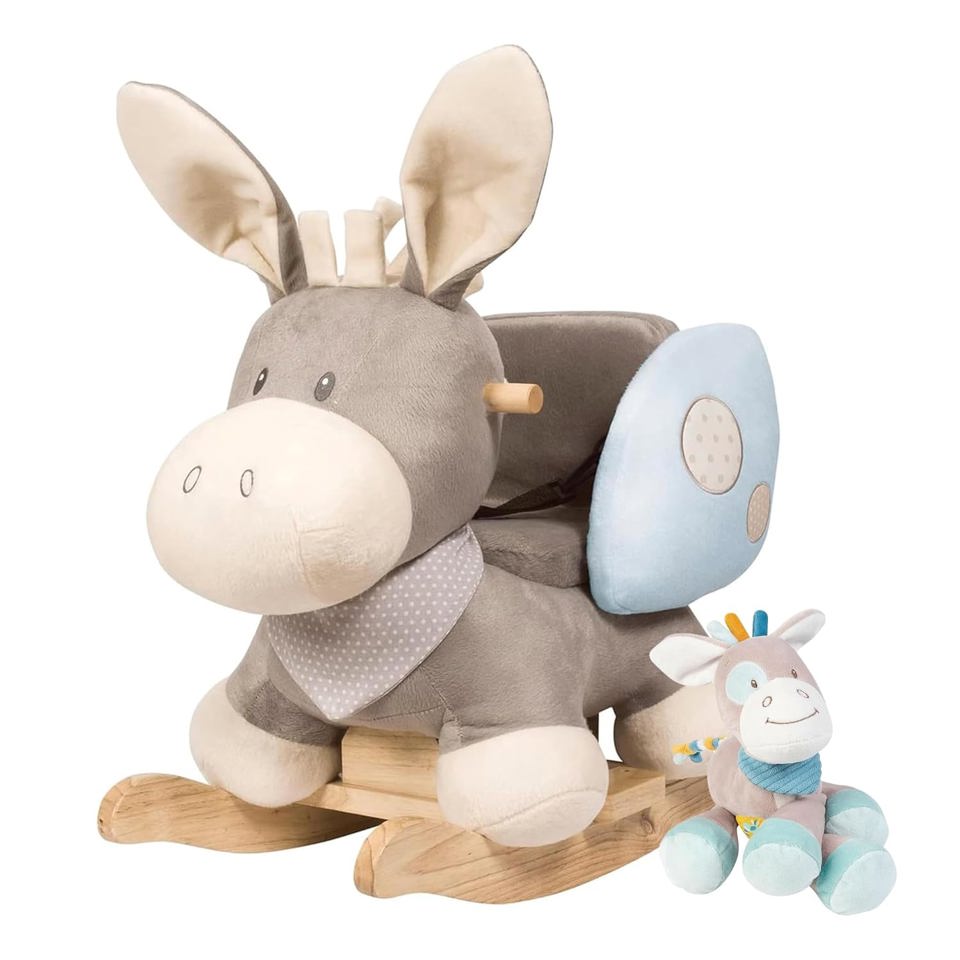 Nattou Cappuccino Rocker Donkey & Tim Plush Toy Bundle